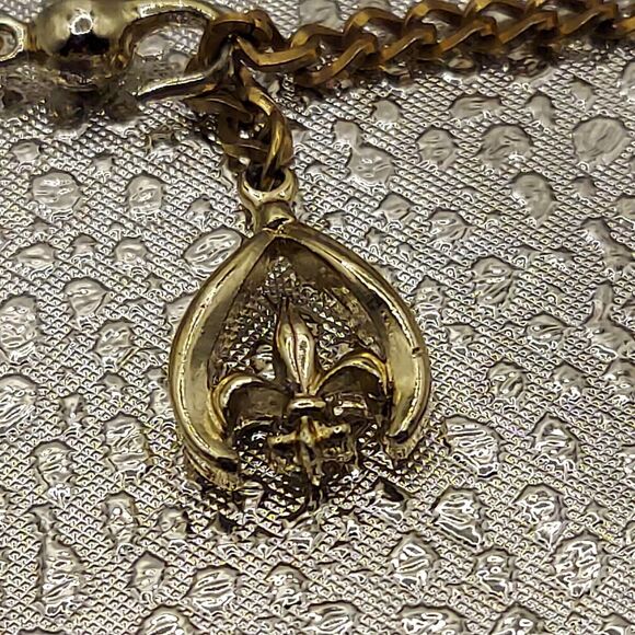 VTG RARE Rousseau Choker Necklace Iridescent Rhinestones on Gold Color Links 15" - Picture 5 of 9